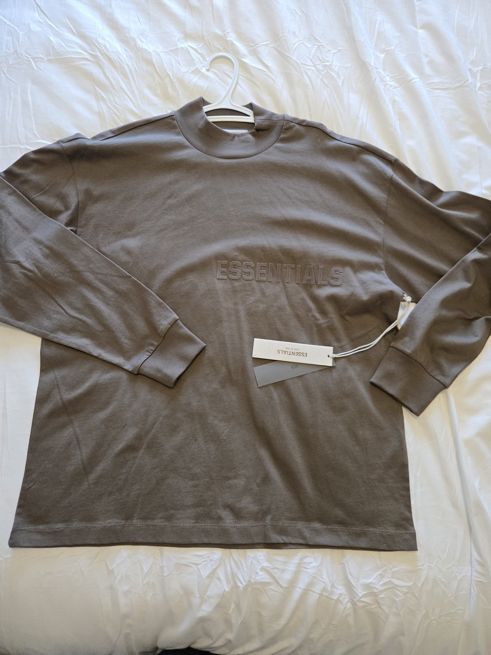 Essentials Long Sleeve Logo Tee - Taupe